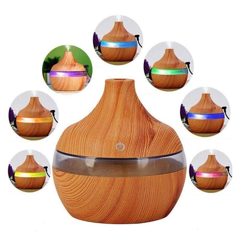 ForestMist  7 Color Night Light Cool Mist Essential Oil Humidifier with 10 Cotton Swabs, Light Brown