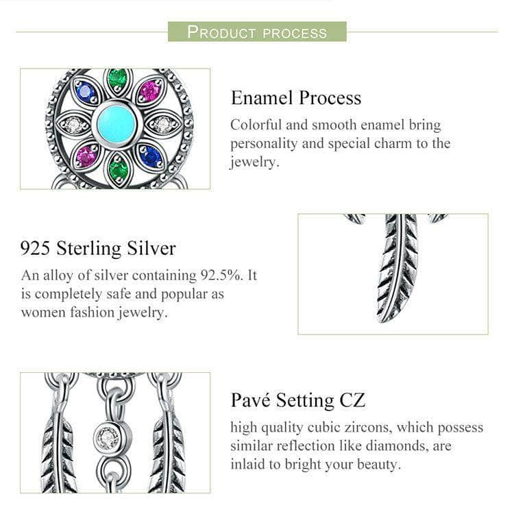 Lacic Authentic 925 Sterling Silver Dream Catcher Charms Compatible w/ Pandora Bracelets & Necklaces