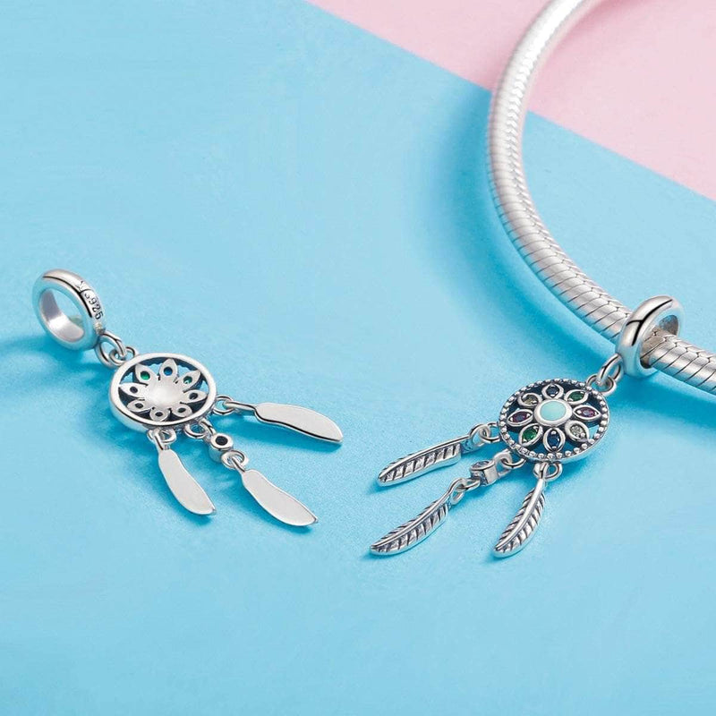 Lacic Authentic 925 Sterling Silver Dream Catcher Charms Compatible w/ Pandora Bracelets & Necklaces