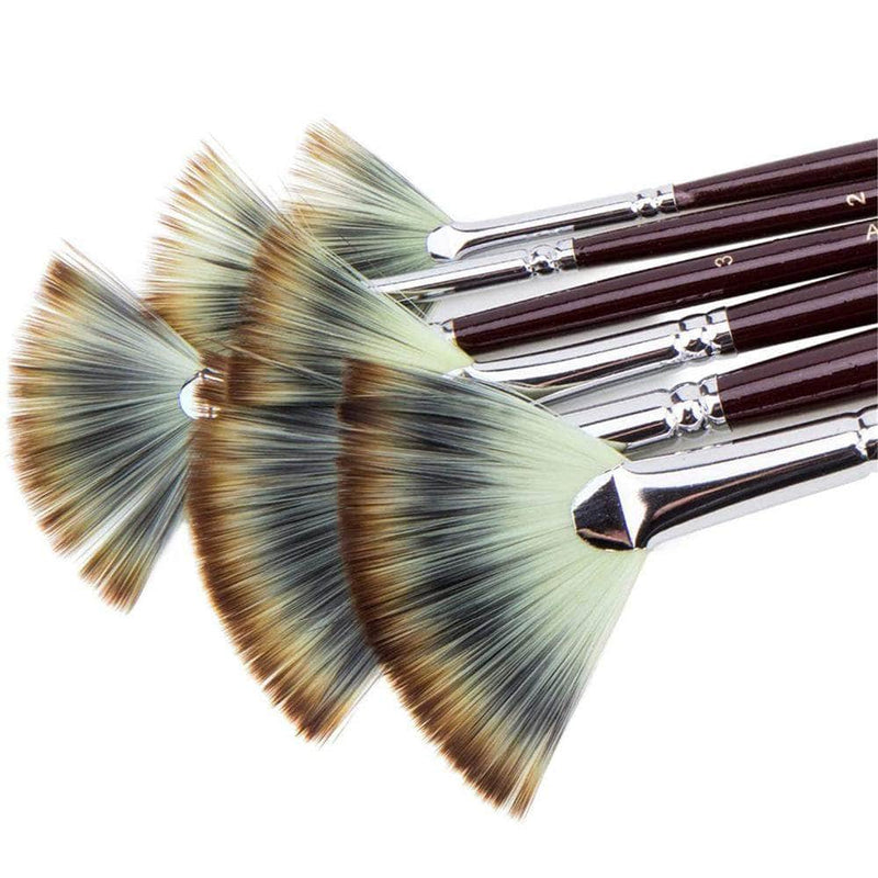 Piccassia 6-pcs Fan Shaped Nylon Hair Paint Brush