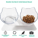 Vetzie 15°Tilted Platform Double Pet Bowl Feeder for Cats and Small Dogs